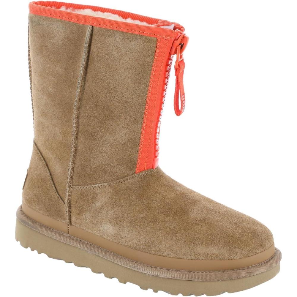 imageUGG Womens Classic Short Zipper Tape Logo Fashion BootChestnut