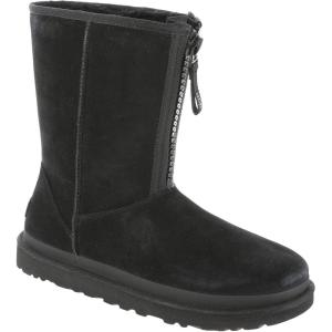 UGG Women’s Classic Short Zipper Tape Logo Fashion Boot(Black)