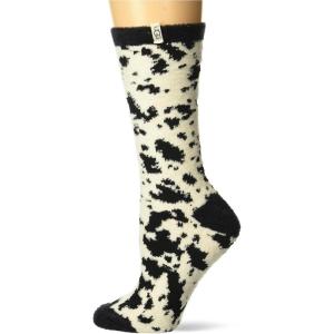 UGG womens Leslie Graphic Crew Sock(Black / White Gazella)
