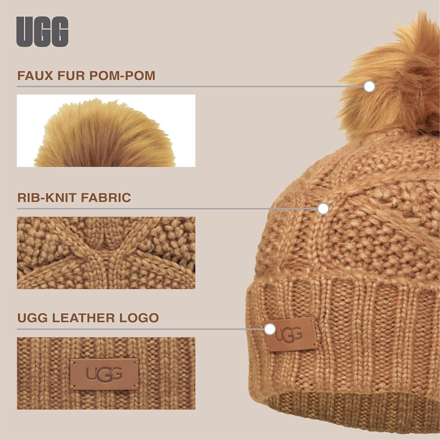 imageUGG Womens Cable Pom BeanieChestnut