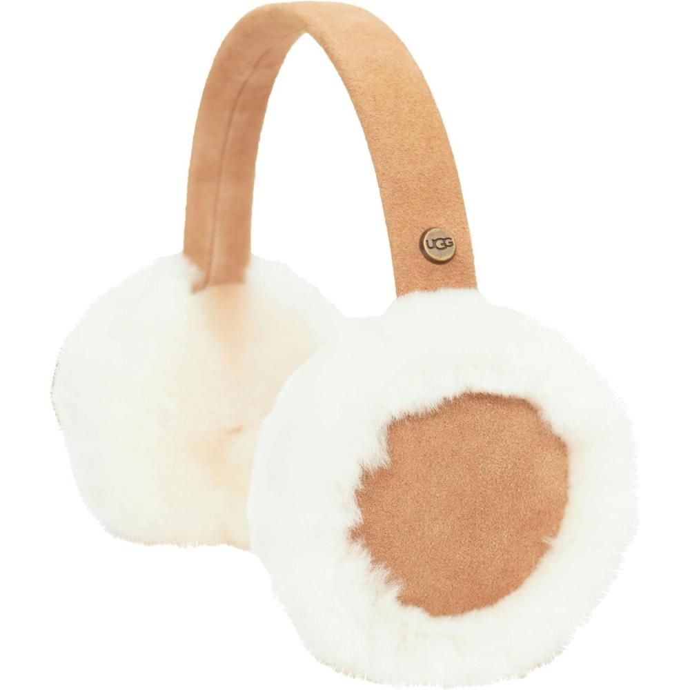 imageUGG Kids Classic Earmuffs  Genuine Leather Body with Shearling Sheepskin Fur Trim Cozy Polyester Fill Warm Winter Accessory Chestnut One Size