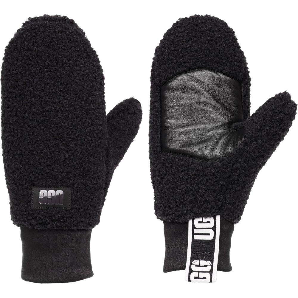 imageUGG Women Uggfluff Mitten With Logo TapeBlack