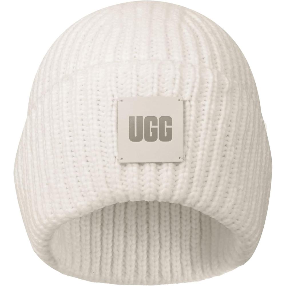 imageUGG Womens Chunky Rib Beanie LogoNimbus