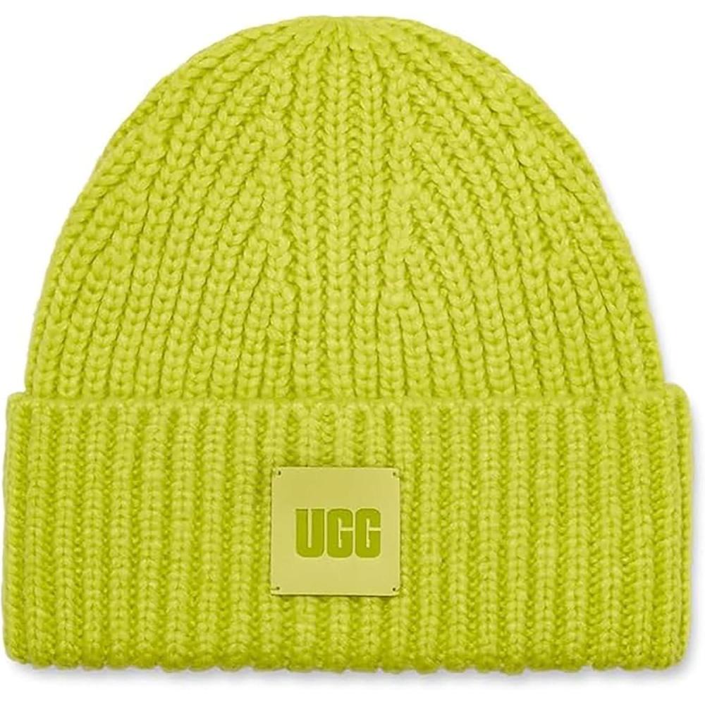 imageUGG Womens Chunky Rib Beanie LogoTennis Green