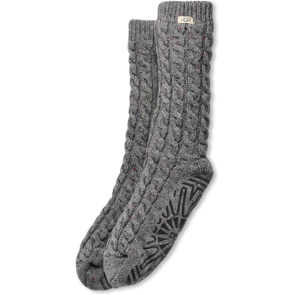 imageUGG Womens Elowyn Cable Knit Fleece LinedCharcoal Heather Confetti