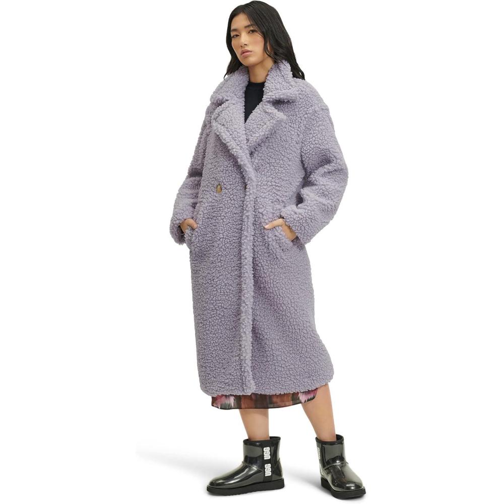 imageUGG Womens Gertrude Long Teddy CoatCloudy Grey