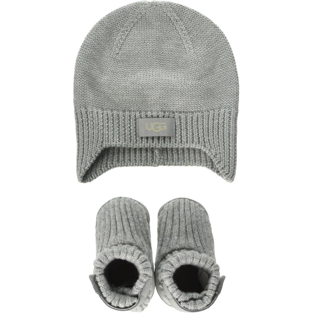 imageUGG babyboys Skylar Beanie Gift Set SlipperGrey