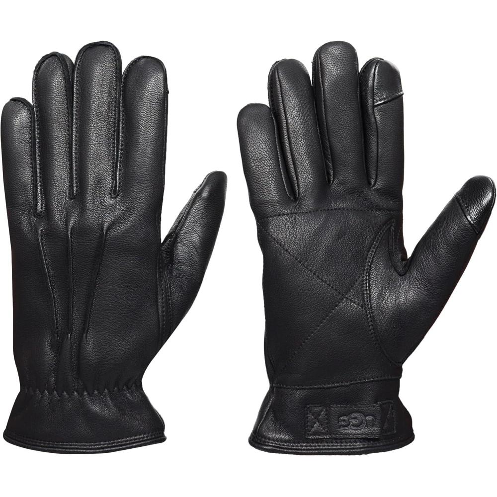 imageUGG mens 3 Point Leather Tech Gloves With Sherpa LiningBlack