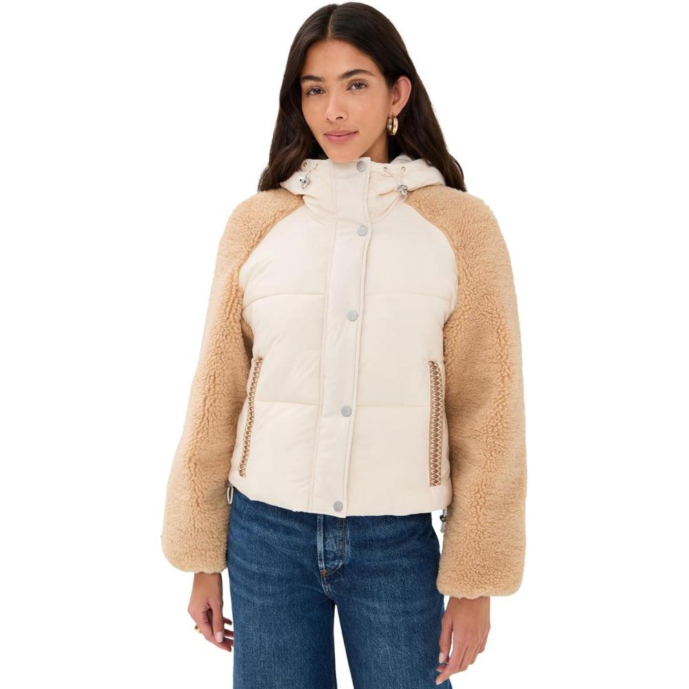 imageUGG womens Mykah Uggbraid Puffer JacketCream  Sand