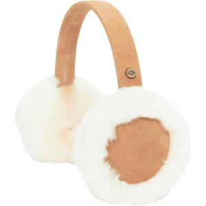 UGG Kid’s Classic Earmuffs – Genuine Leather Body with Shearling Sheepskin Fur Trim, Cozy Polyester Fill, Warm Winter Accessory, Chestnut, One Size