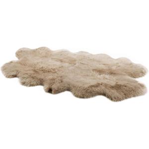 UGG Sheepskin Area Rug Genuine Real Wool Fur, Luxury New Zealand Pelts, Natural Silky Soft Lambs Skin, Thick & Fluffy, Large Chair Throw for Bedroom & Living Area, 72″ L x 24″ W x 1″ H Grey(Sand)