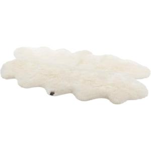 UGG Sheepskin Area Rug Genuine Real Wool Fur, Luxury New Zealand Pelts, Natural Silky Soft Lambs Skin, Thick & Fluffy, Large Chair Throw for Bedroom & Living Area, 72″ L x 24″ W x 1″ H Grey(Natural White)