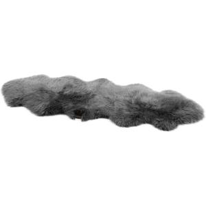 UGG Sheepskin Area Rug Genuine Real Wool Fur, Luxury New Zealand Pelts, Natural Silky Soft Lambs Skin, Thick & Fluffy, Large Chair Throw for Bedroom & Living Area, 72″ L x 24″ W x 1″ H Grey(Grey)