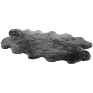 UGG Sheepskin Area Rug Genuine Real Wool Fur, Luxury New Zealand Pelts, Natural Silky Soft Lambs Skin, Thick & Fluffy, Large Chair Throw for Bedroom & Living Area, 72″ L x 24″ W x 1″ H Grey(Dark Grey)