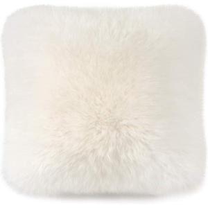UGG Sheepskin Decorative Throw Luxury Hotel Style Pillows, Square, 05 White