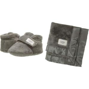 UGG Unisex-Baby Bixbee Boot and Lovey Blanket Infant Gift Set(Charcoal)