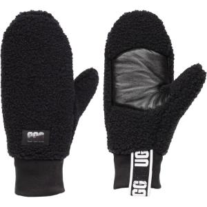UGG Women Uggfluff Mitten With Logo Tape(Black)