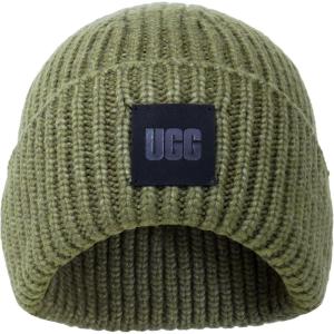UGG Womens Chunky Rib Beanie Logo(Burnt Olive)