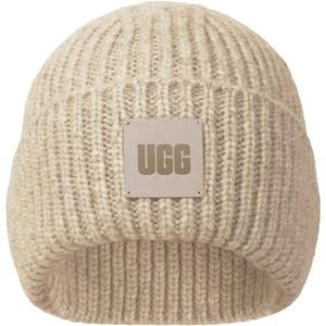 UGG Womens Chunky Rib Beanie Logo(Cream)