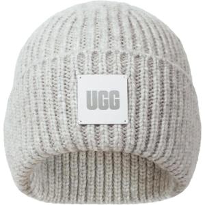 UGG Womens Chunky Rib Beanie Logo(Light Grey)