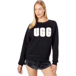 UGG Women’s Fuzzy Logo Crewneck Sweatshirt(Black / Cream)