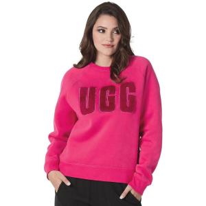 UGG Women’s Fuzzy Logo Crewneck Sweatshirt(Cerise / Garnet)