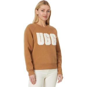 UGG Women’s Fuzzy Logo Crewneck Sweatshirt(Chestnut / Plaster)