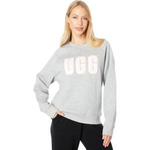 UGG Women’s Fuzzy Logo Crewneck Sweatshirt(Grey Heather / Sonora)