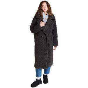 UGG Women’s Gertrude Long Teddy Coat(Ink Black)