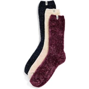 UGG Women’s Leda Sparkle 3 Pack Socks(Cream / Wild Grape / Black)
