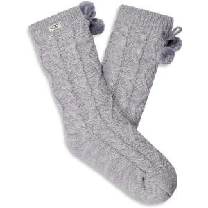 UGG Women’s Pom Pom Fleece Lined Crew Sock(Cloudy Grey)
