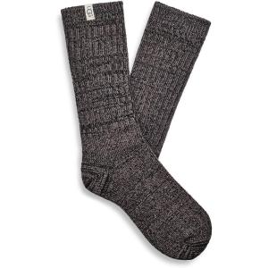 UGG Women’s Rib Knit Slouchy Crew Sock(Grey / Black)
