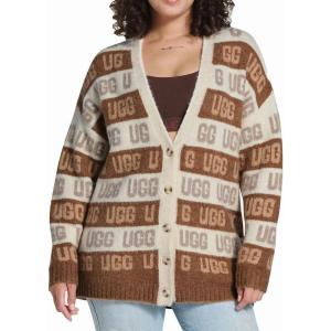 UGG Women’s Ugg Graphic Logo Cardigan Sweater(Chestnut Multi)