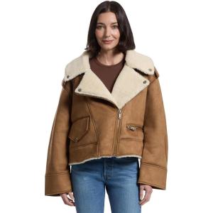 UGG womens Finnian Luxefluff Moto Jacket(Chestnut)