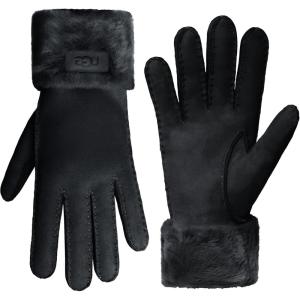 UGG womens Turn Cuff Water Resistant Sheepskin Gloves(Black)
