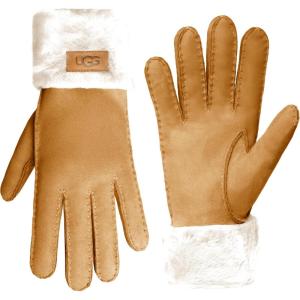 UGG womens Turn Cuff Water Resistant Sheepskin Gloves(Chestnut)