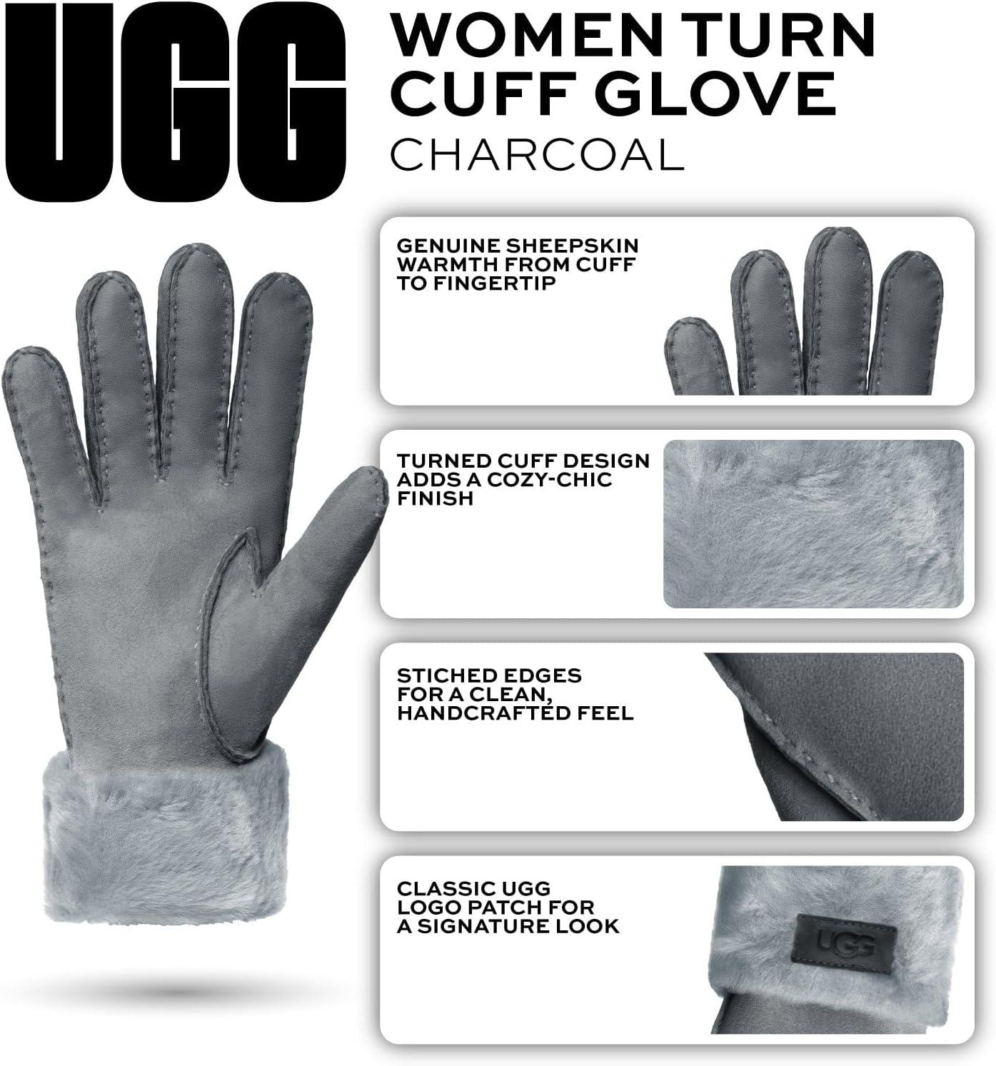 imageUGG womens Turn Cuff Water Resistant Sheepskin GlovesCharcoal